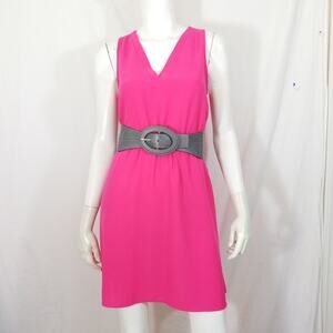 Everly bright pink pocket v-neck mini shift dress